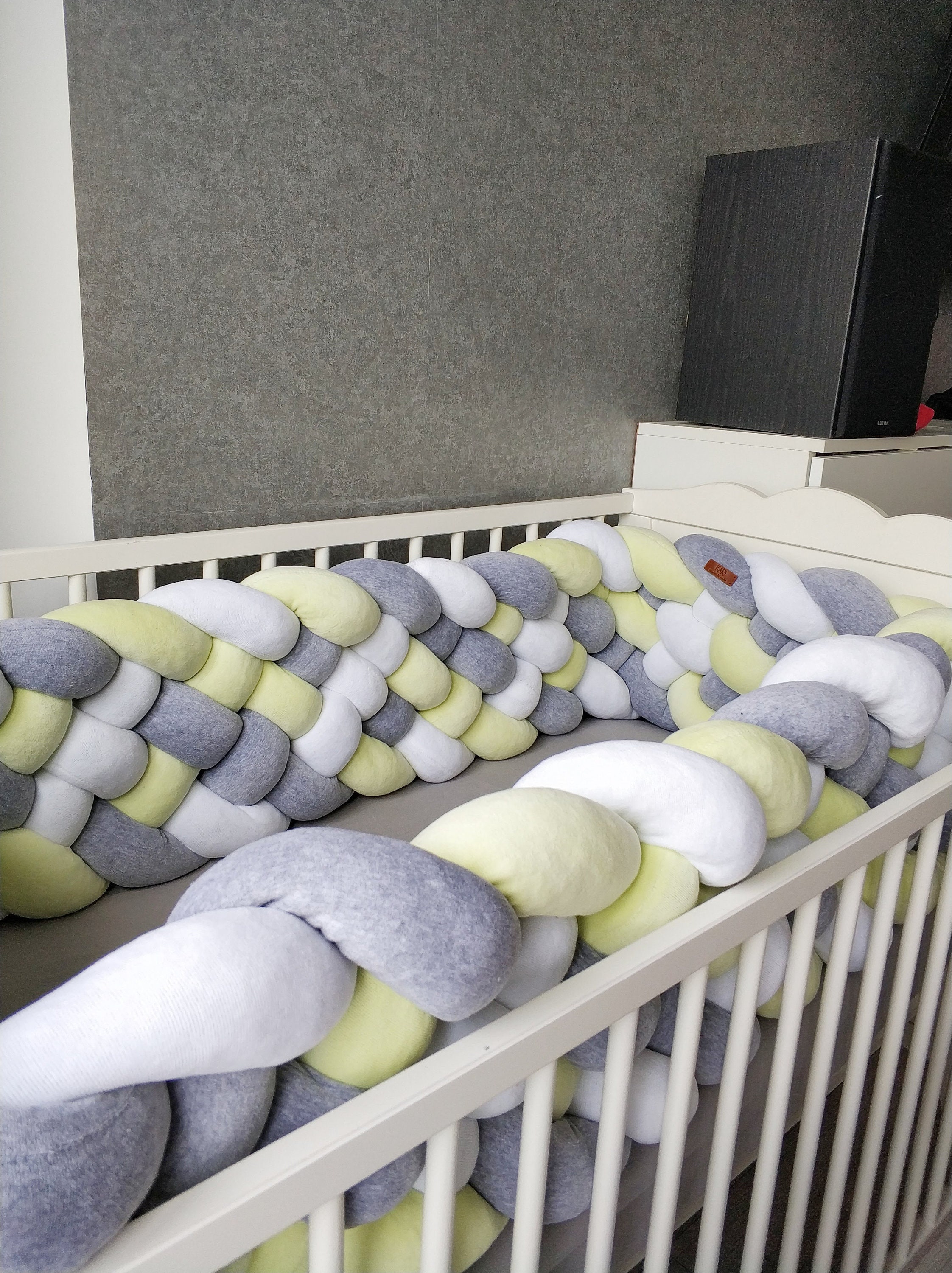 Green Triple Braided Crib Bumper for boy girl Crib bedding Etsy