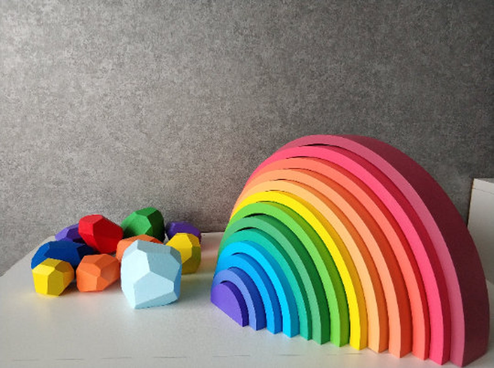 Pastel wooden toys set Rainbow 13 pieces with Balancing Etsy