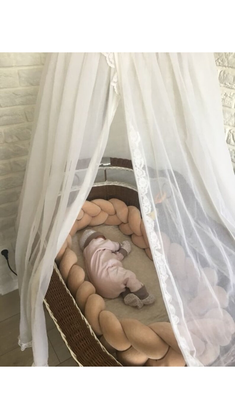 BEIGE Braided Crib Bumper for boy or girl Crib bedding ...