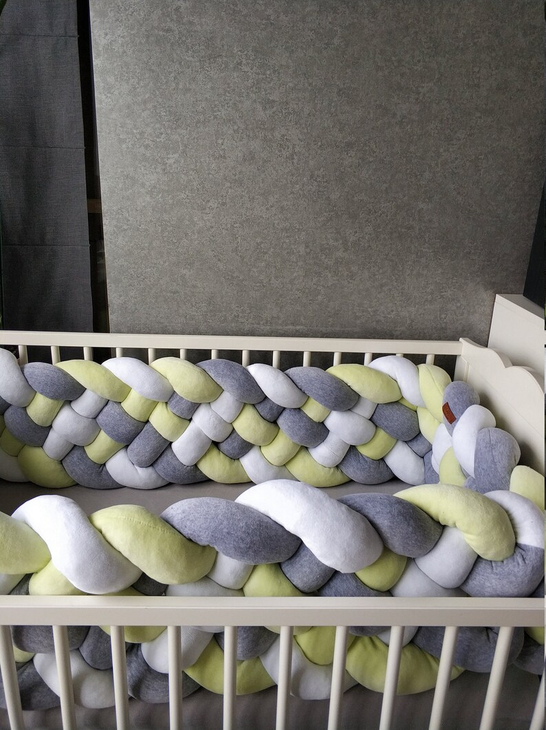 Green Triple Braided Crib Bumper for Boy Girl Crib Bedding Etsy