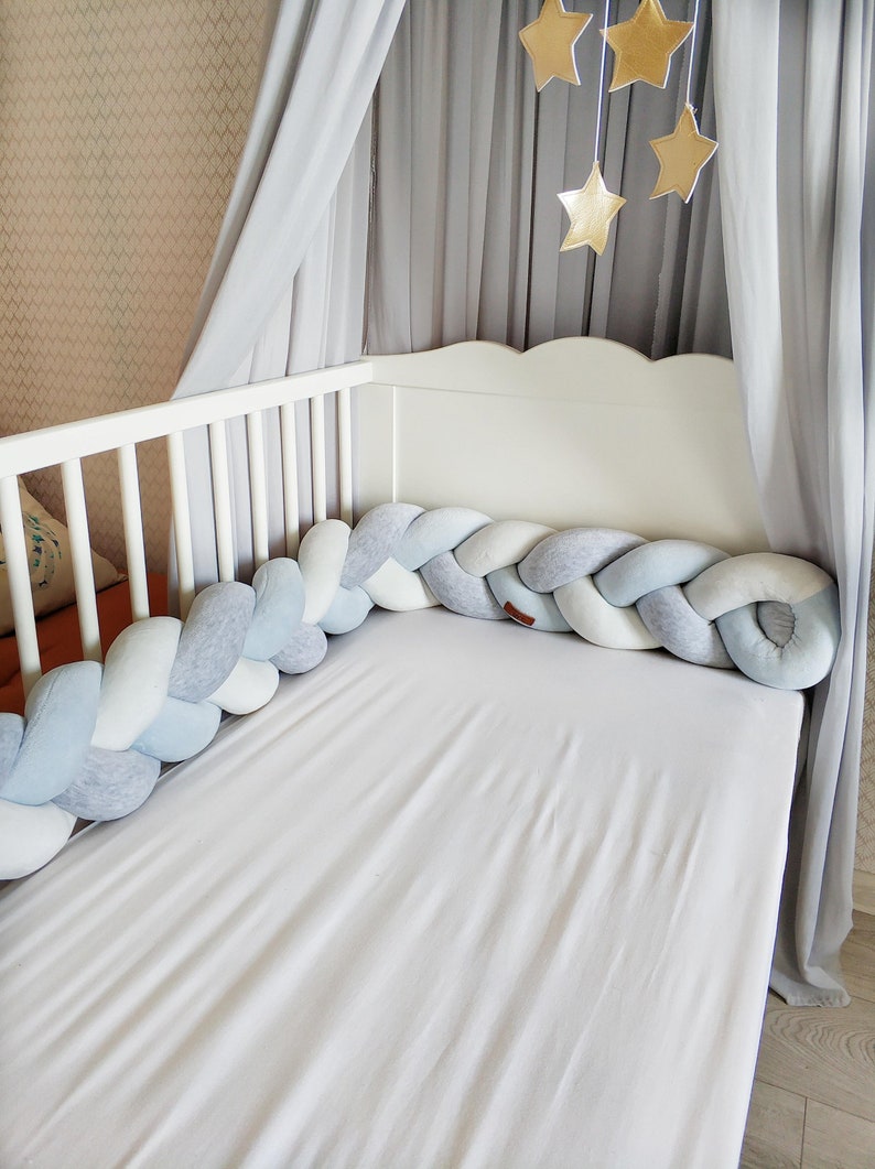 Braided Crib Bumper Baby Crib Bumper Linen Bolster Cot Etsy