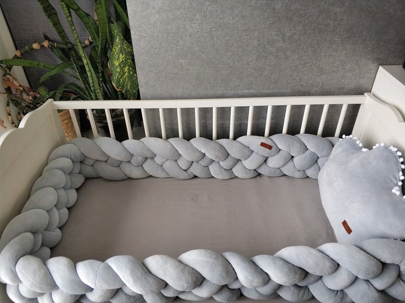 grey braided crib bumper