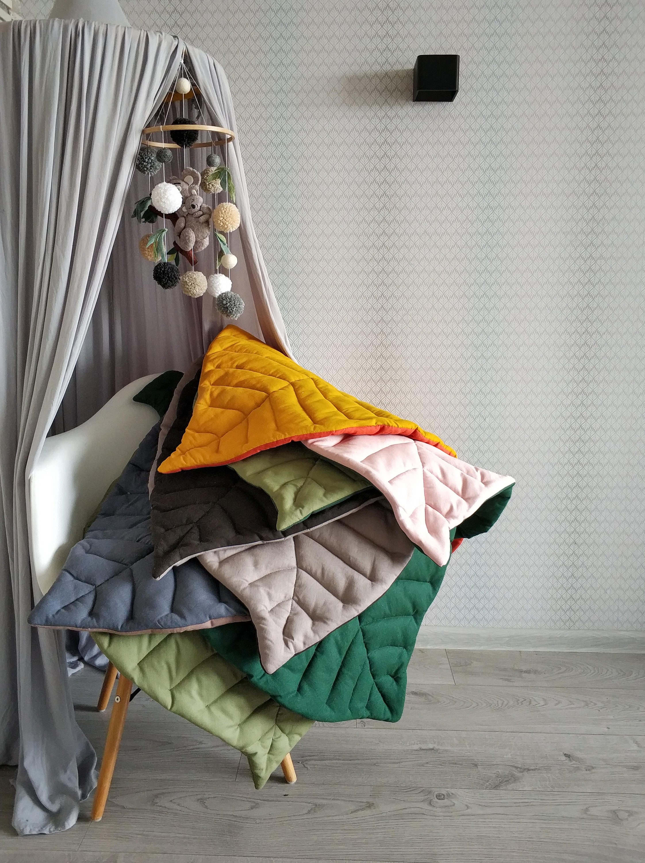 Nursery Rug Leaf Linen Play Mat Rag Rug Tummy Time Mat Etsy