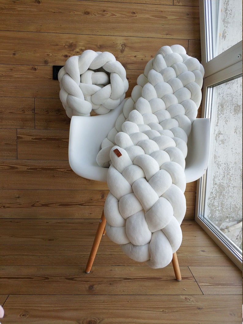 Triple Braided Crib Bumper White Knot Pillow Bolster Pillow Etsy