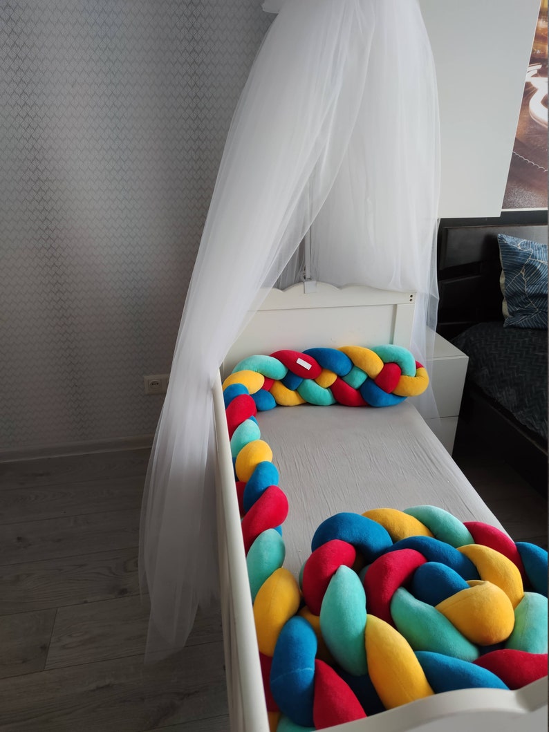 Rainbow Double Braided Crib Bumper Baby Crib Bumper linen Etsy