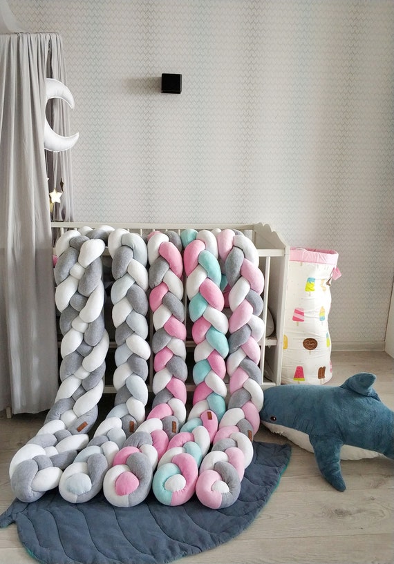 Braided Crib Bumper Braid in the Crib Baby Bed Set Cot Bumper Etsy