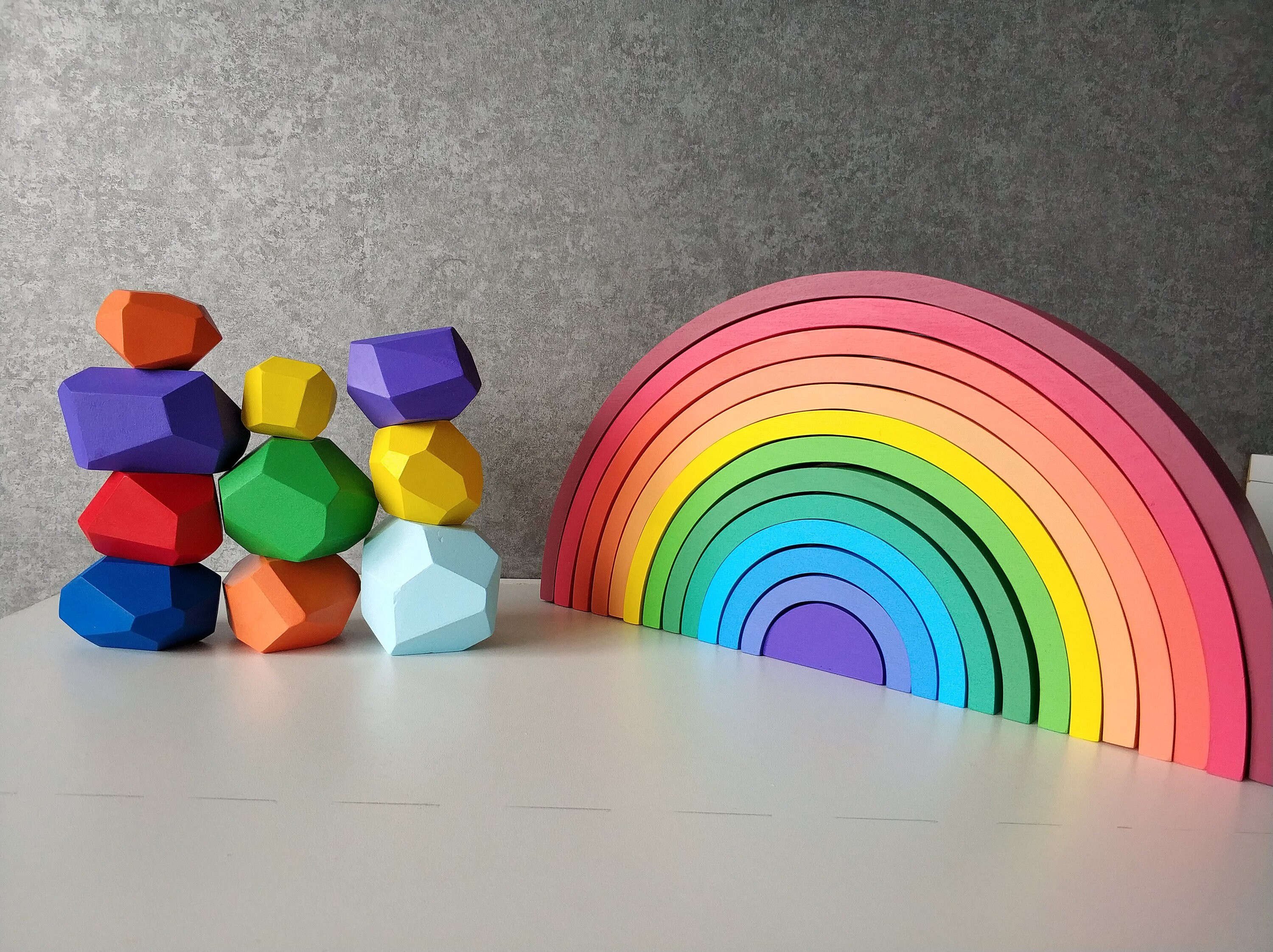 13 pieces Rainbow. Wooden toys. Waldorf toys. Rainbow stacker. Etsy