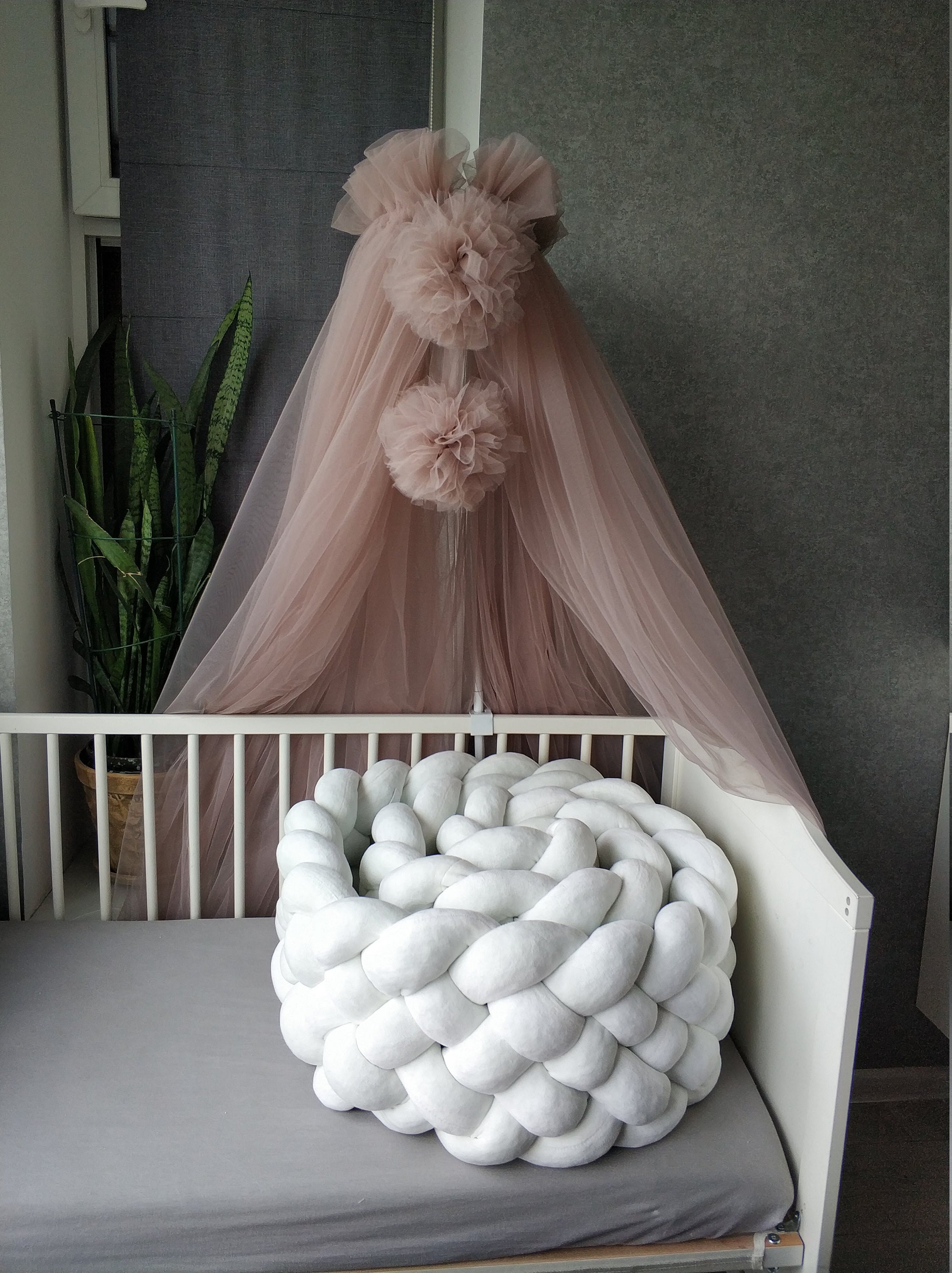 Creamy Triple Braided Crib Bumper for girl Crib bedding Crib Etsy