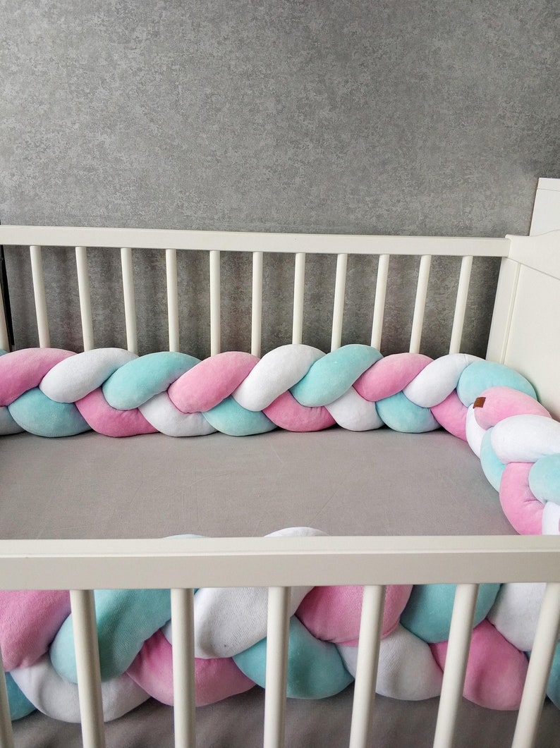 Braided Crib Bumper Braid in the Crib Baby Bed Set Cot Bumper Etsy
