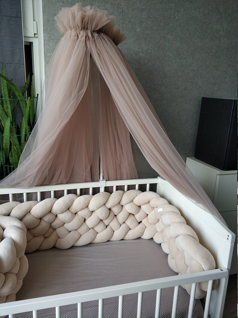 Beige Triple Braided Crib Bumper for girl Crib bedding Crib Etsy