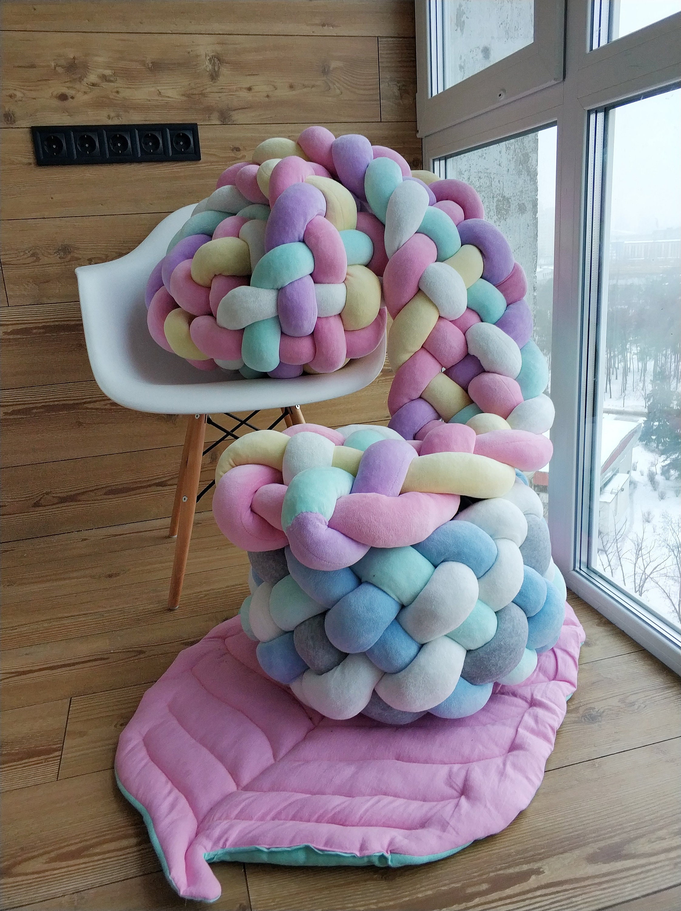 Triple Braided Crib Bumper Knot Pillow Bolster Pillow Etsy