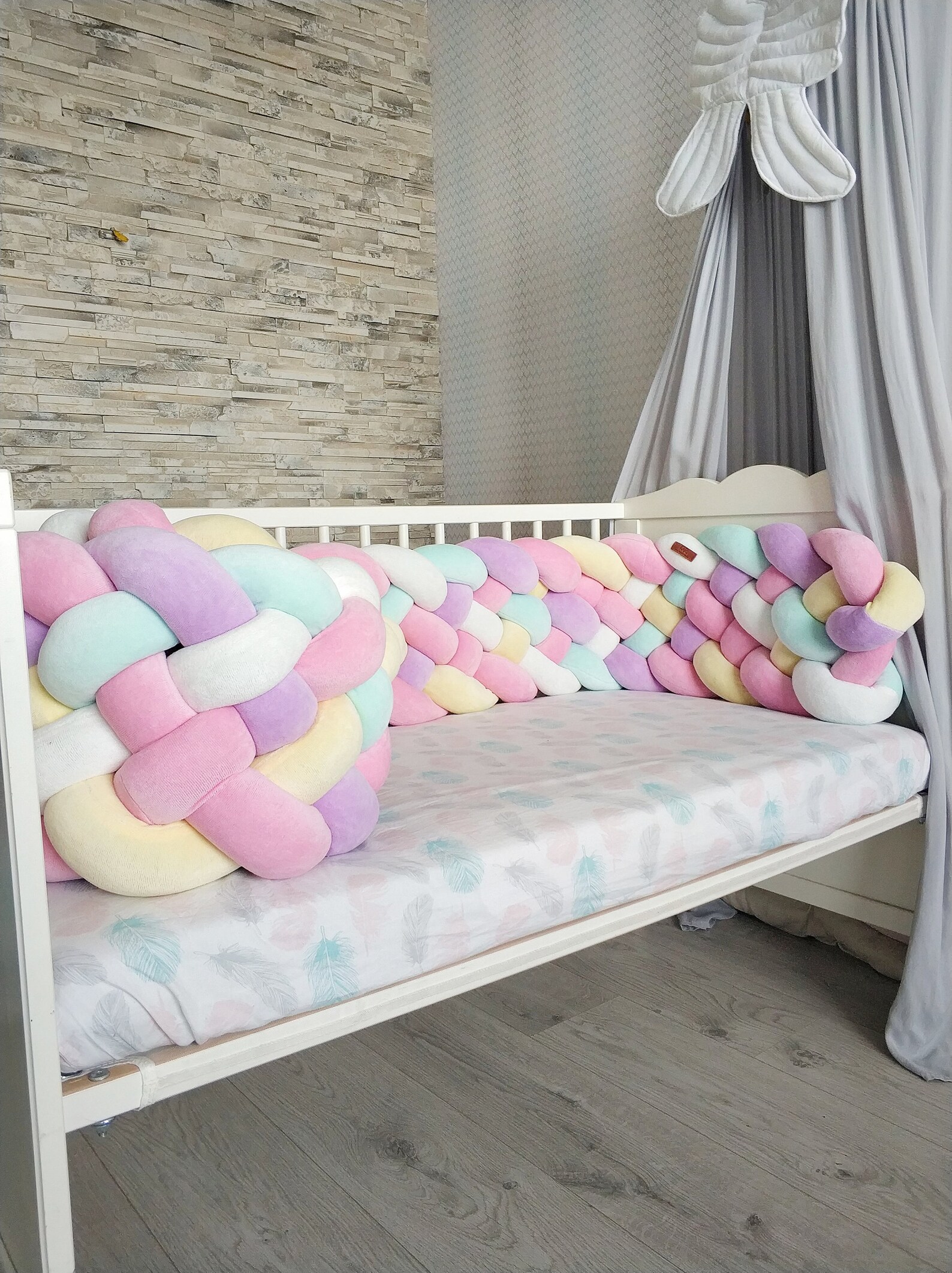 Pink Triple Braided Crib Bumper for girl Crib bedding Crib Etsy