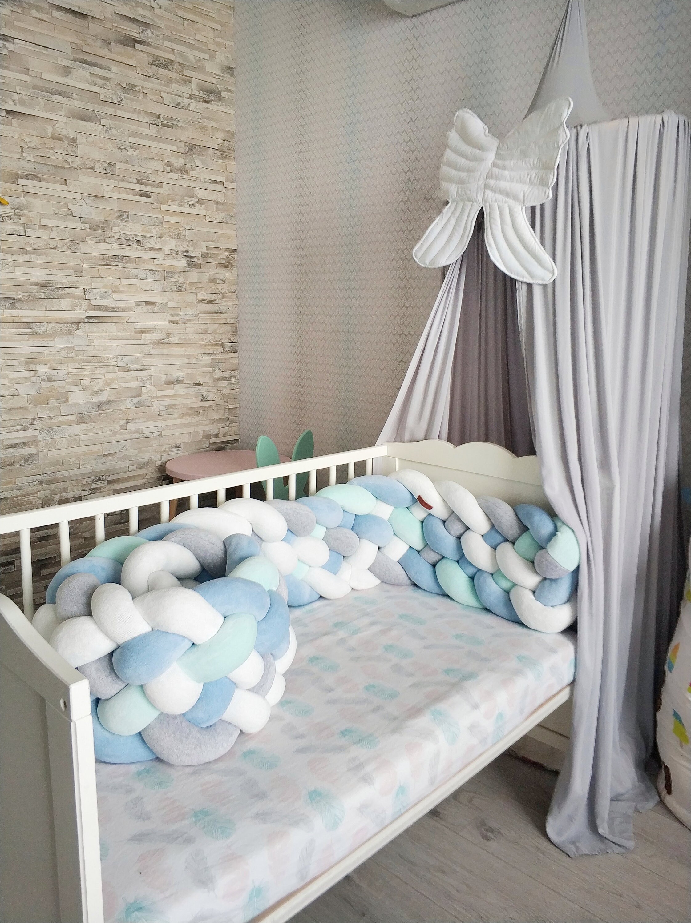 Triple Braided Crib Bumper Knot Pillow Bolster Pillow Etsy