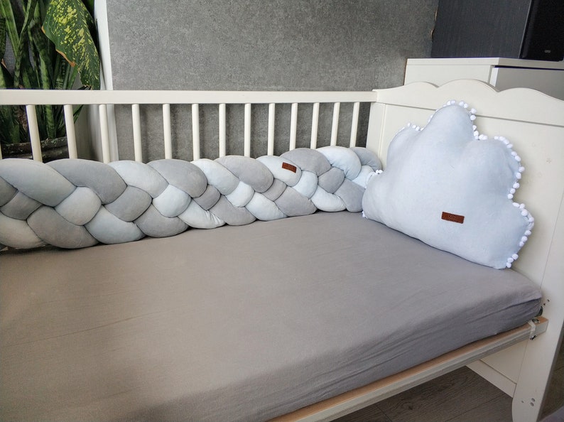 Light Blue Baby Bedding Double Braided Crib Bumper Pillow Etsy