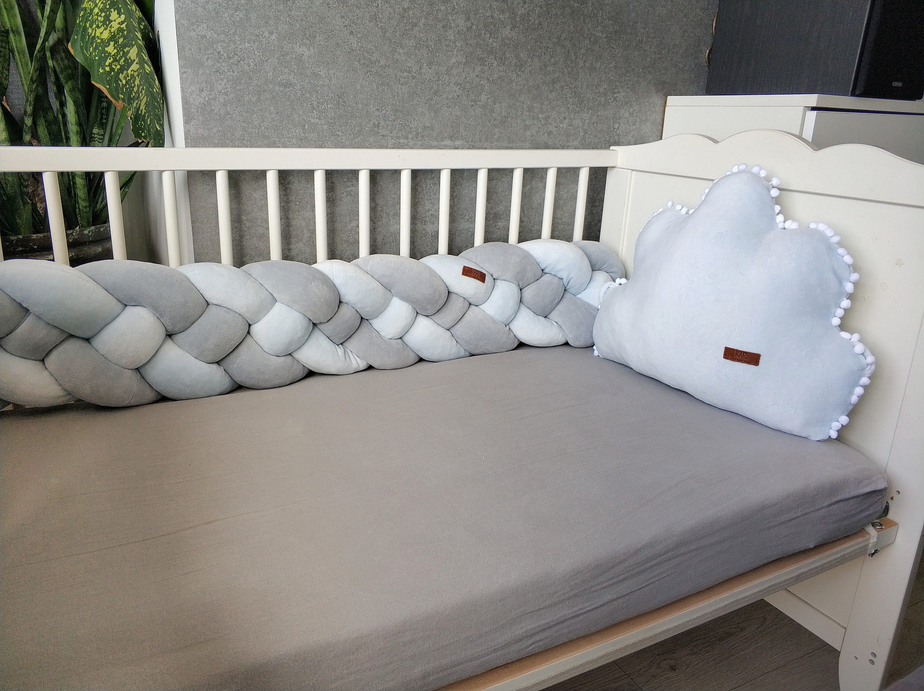 Light Blue Baby Bedding Double Braided Crib Bumper Pillow Etsy