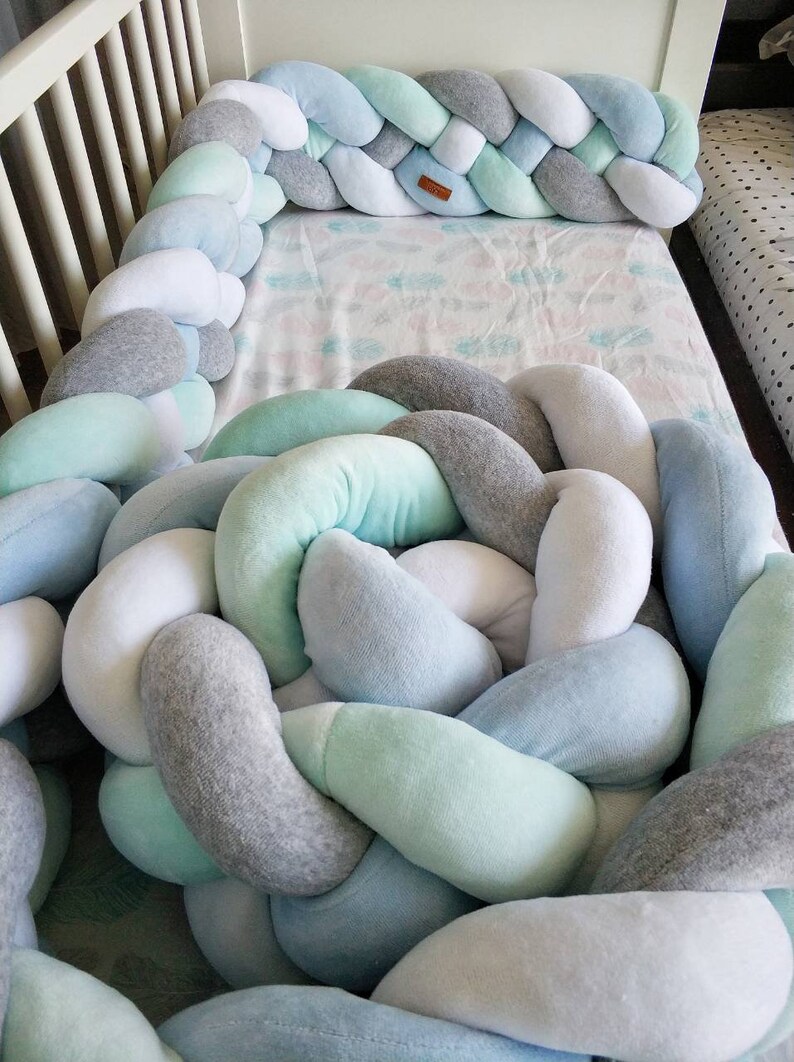 Double Braided Crib Bumper Baby Crib Bumper linen Bolster Etsy