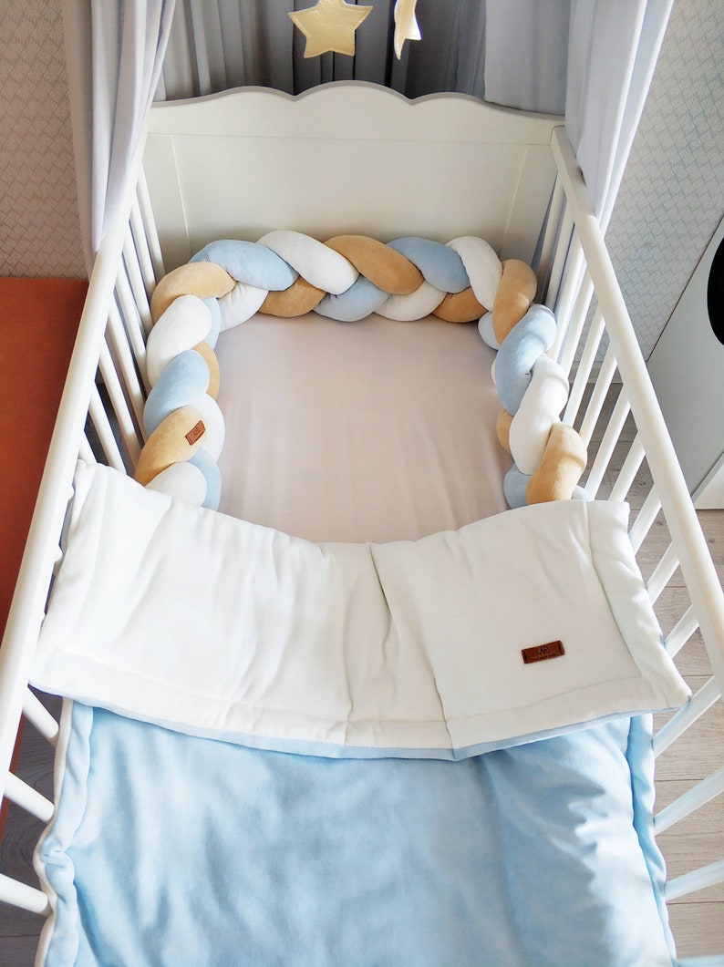 Braided Crib Bumper Baby Crib Bumper linen Bolster Cot Etsy