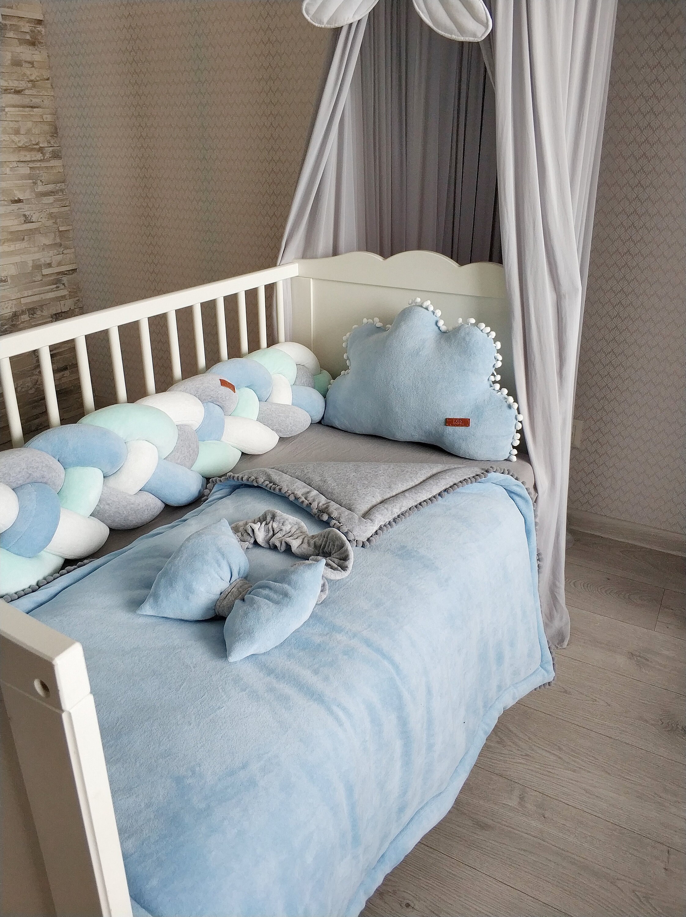 Double Braided Crib Bumper Baby Crib Bumper linen Bolster Etsy