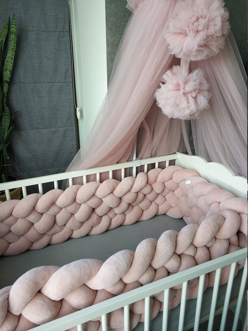 Blush Triple Braided Crib Bumper for Girl Crib Bedding Crib Etsy