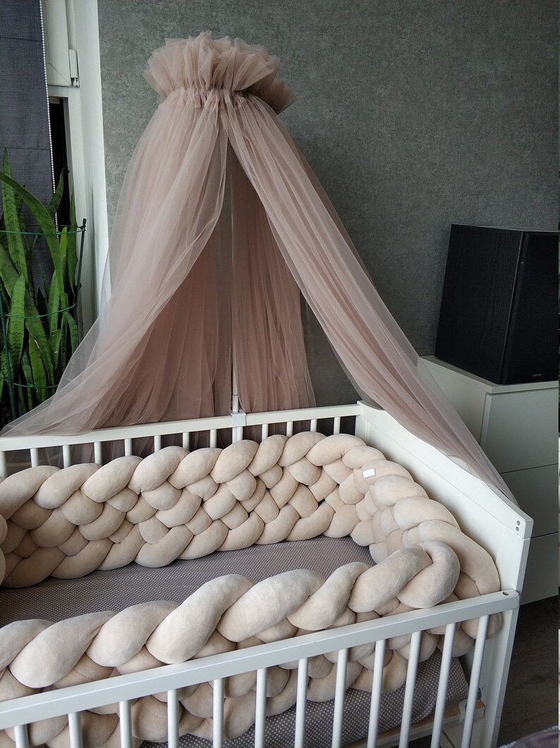Beige Triple Braided Crib Bumper for girl Crib bedding Crib Etsy