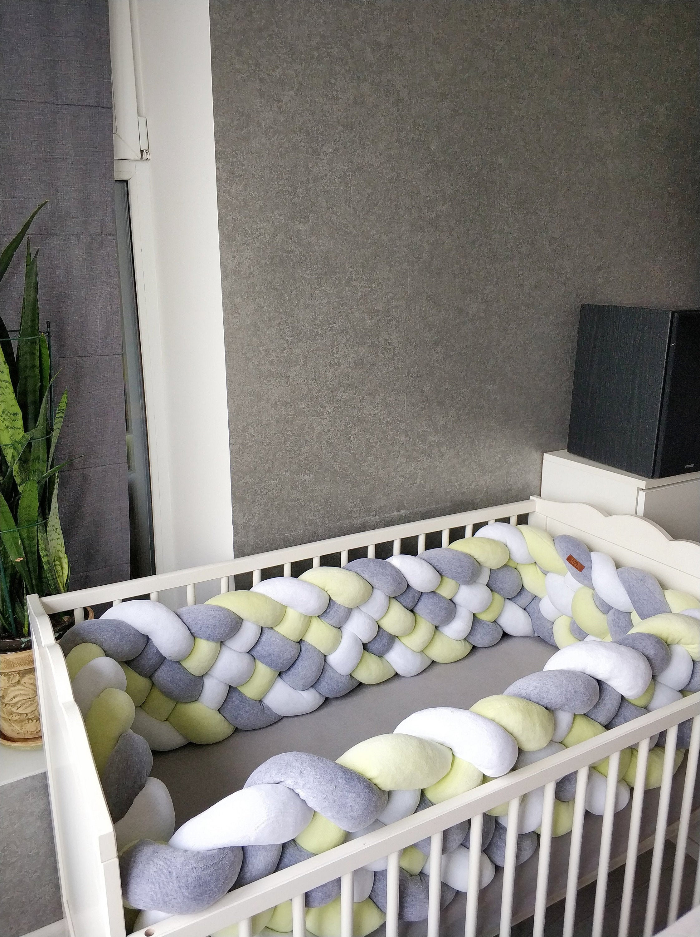 Green Triple Braided Crib Bumper for boy girl Crib bedding Etsy