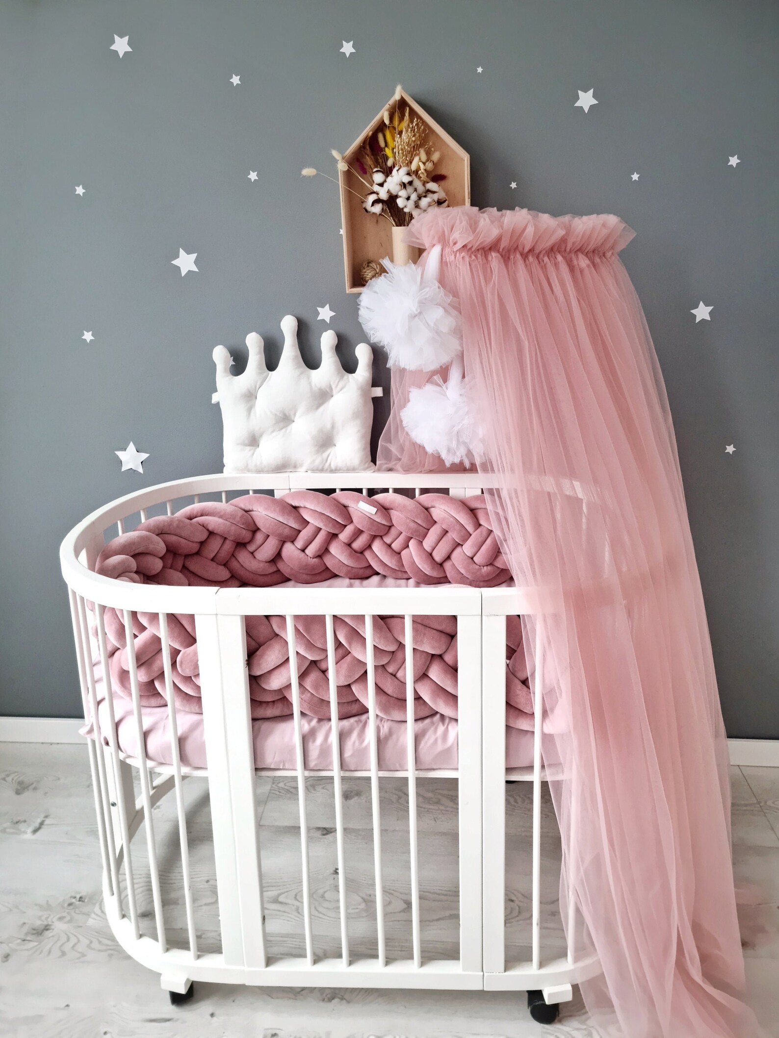 Braided Crib Bumper openwork blue for boy. Crib bedding. Crib Etsy