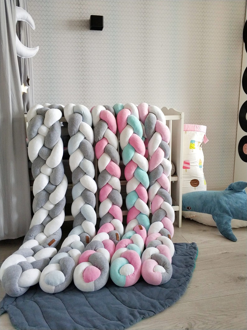 Braided Crib Bumper Braid in the Crib Baby Bed Set Cot Bumper Etsy