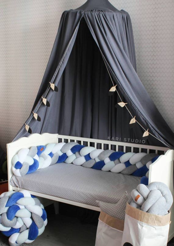 Mixte Bleu Tresse Lit Tour De Lit Bebe Lit Tour De Lit Etsy