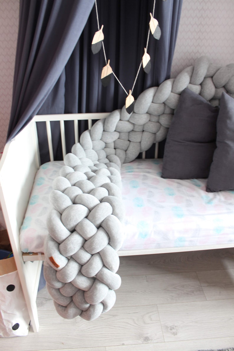 Berry Triple Braided Crib Bumper Knot Pillow Bolster Pillow Etsy