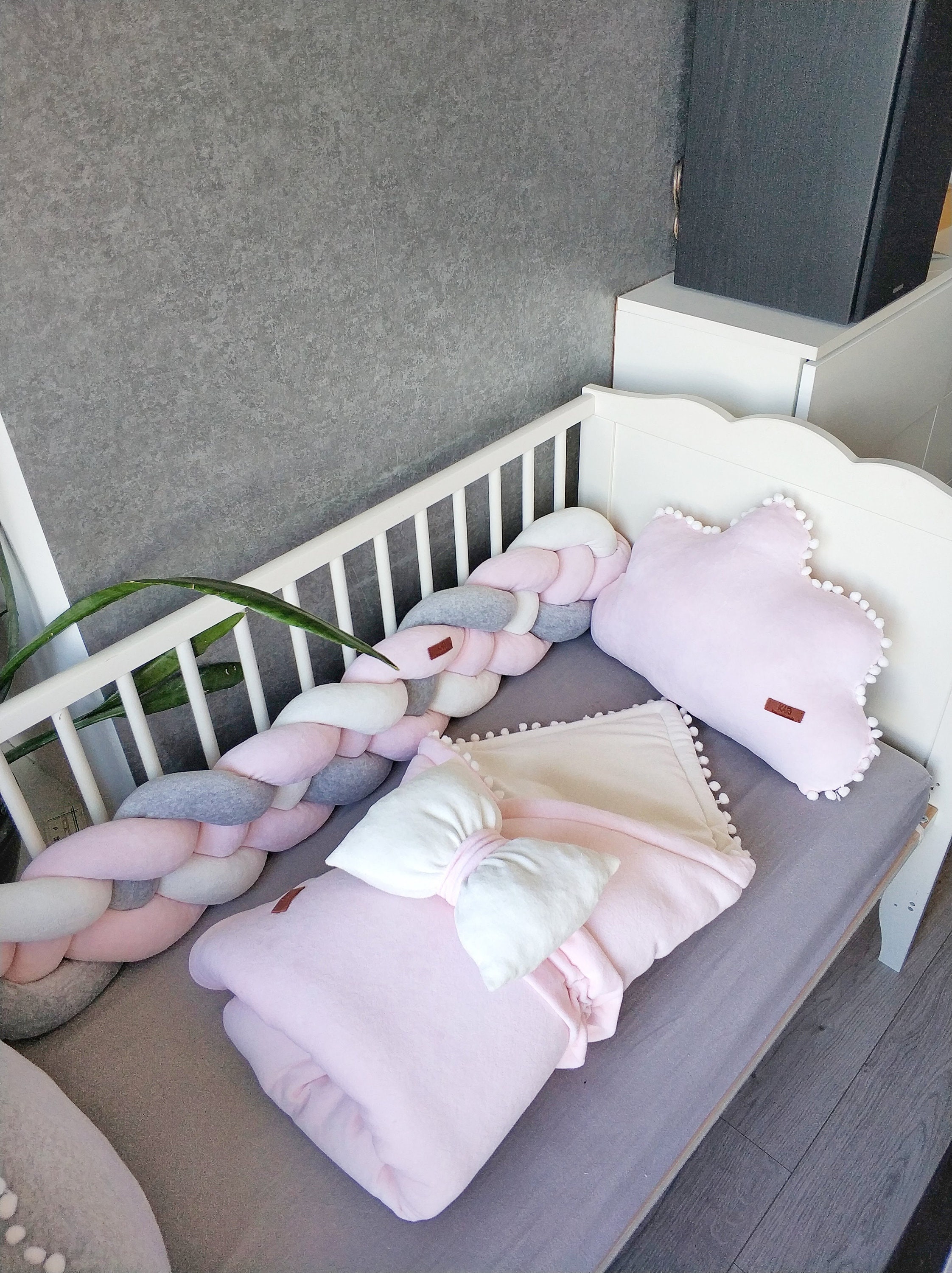 Baby pink blanket with pompoms baby throws blanket for Etsy