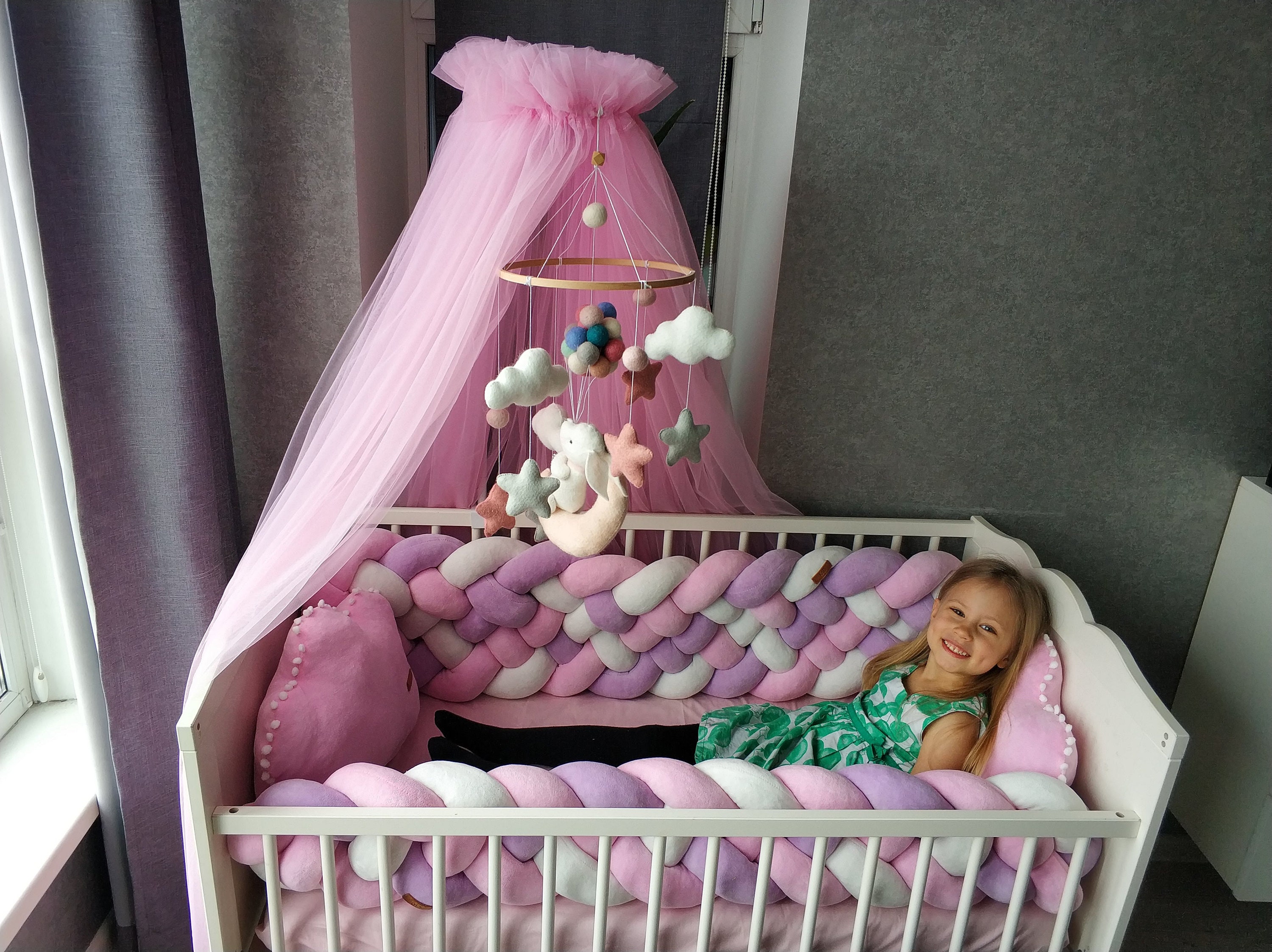 Bed canopy pink Hanging canopy Canopy bed Bed canopy for Etsy