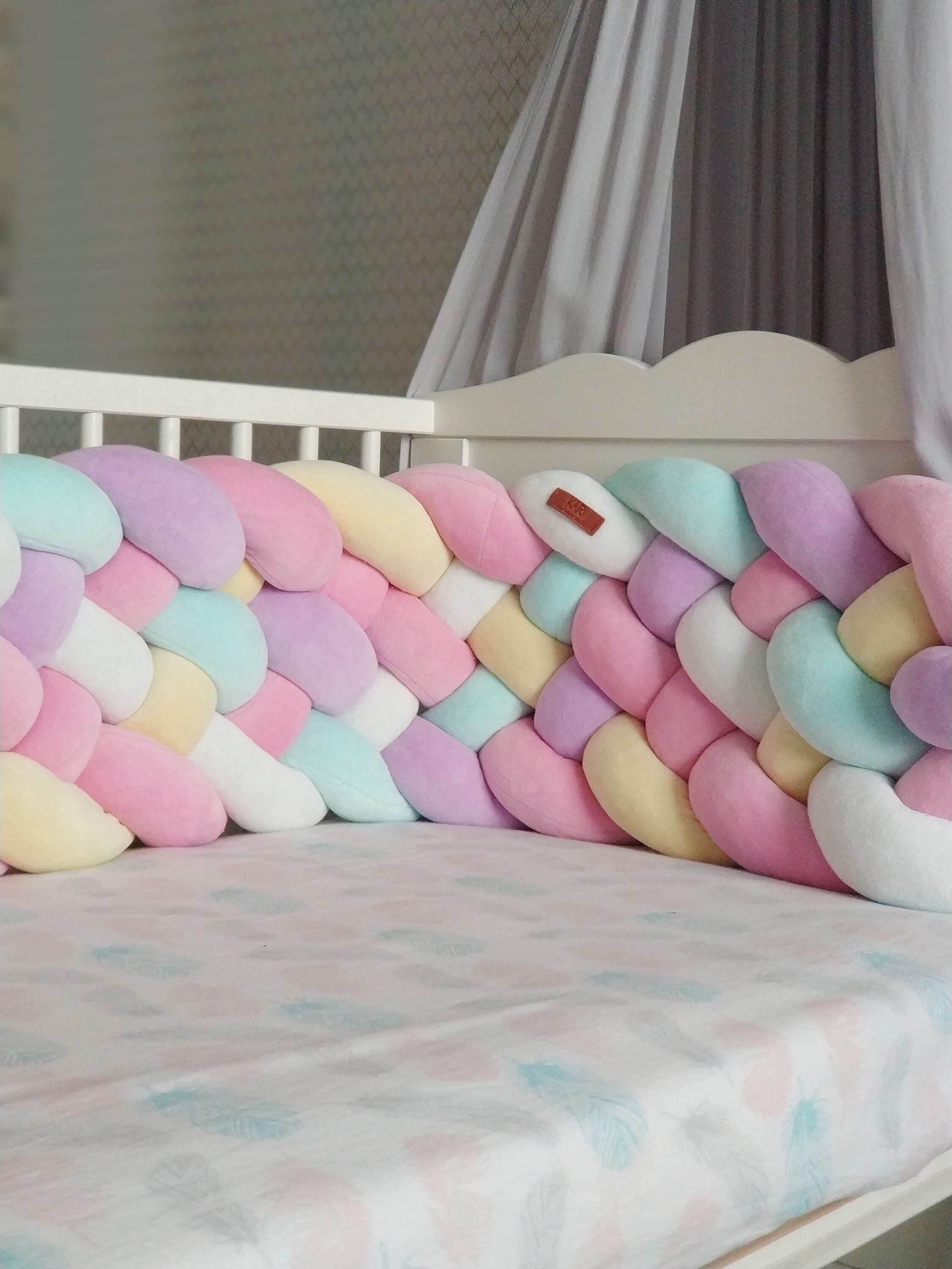 Pink Triple Braided Crib Bumper for girl Crib bedding Crib Etsy