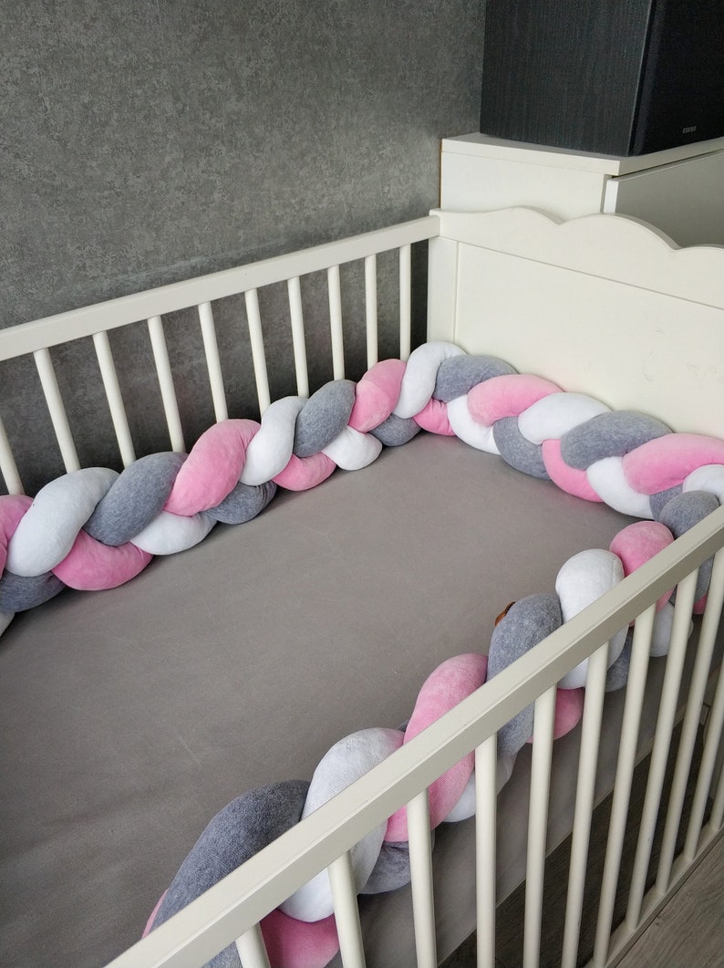 Braided Crib Bumper Braid in the Crib Baby Bed Set Cot Bumper Etsy