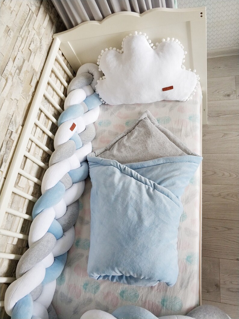 PINK Braided Crib Bumper Pillow Cloud Baby Crib Bumper Etsy