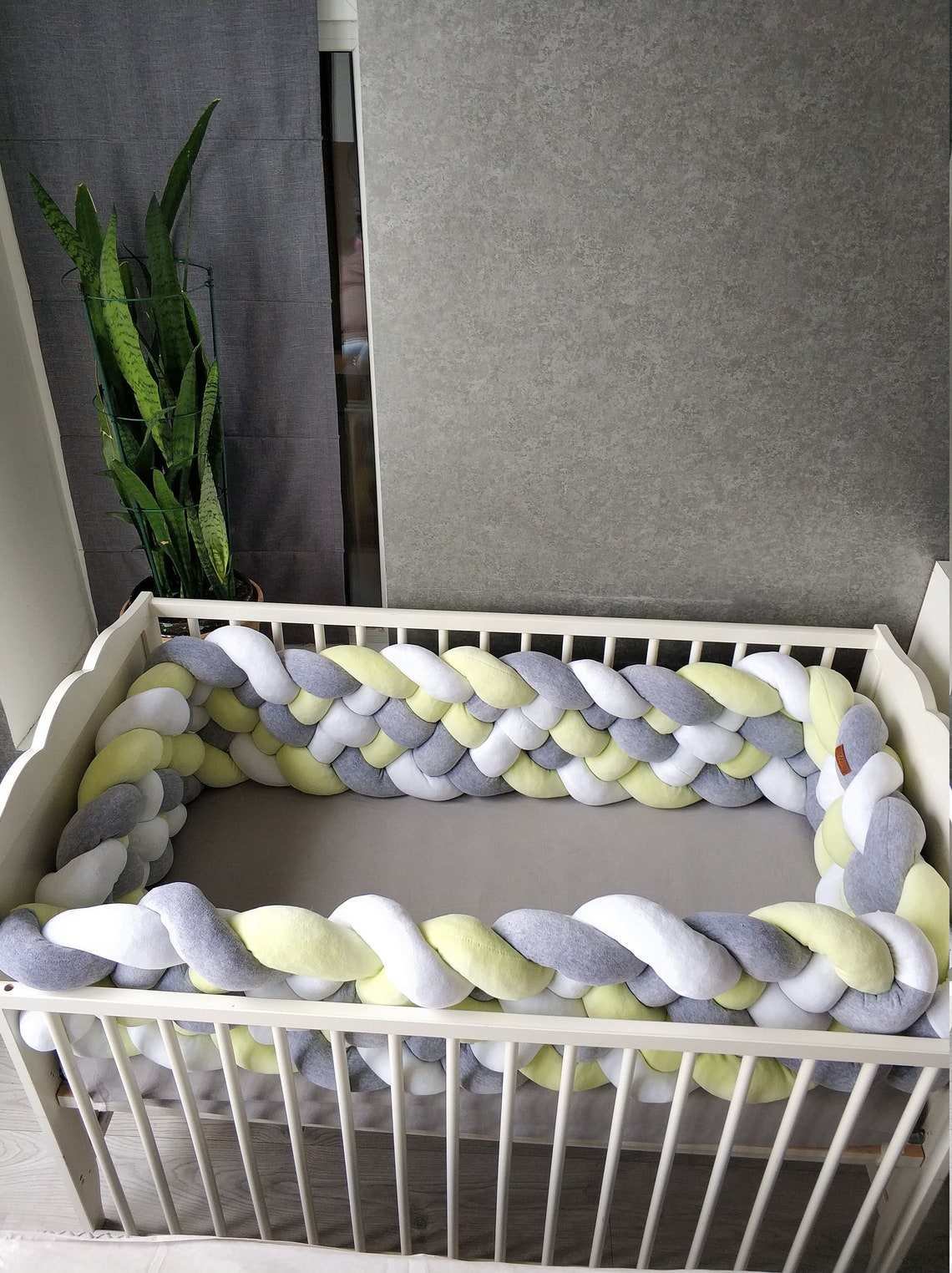 Green Triple Braided Crib Bumper for boy girl Crib bedding Etsy