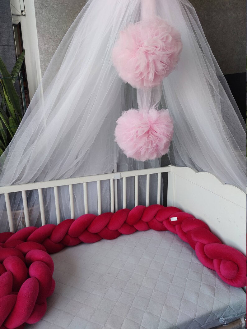 Blush Braided Crib Bumper for girl Crib bedding. Crib bumper Etsy