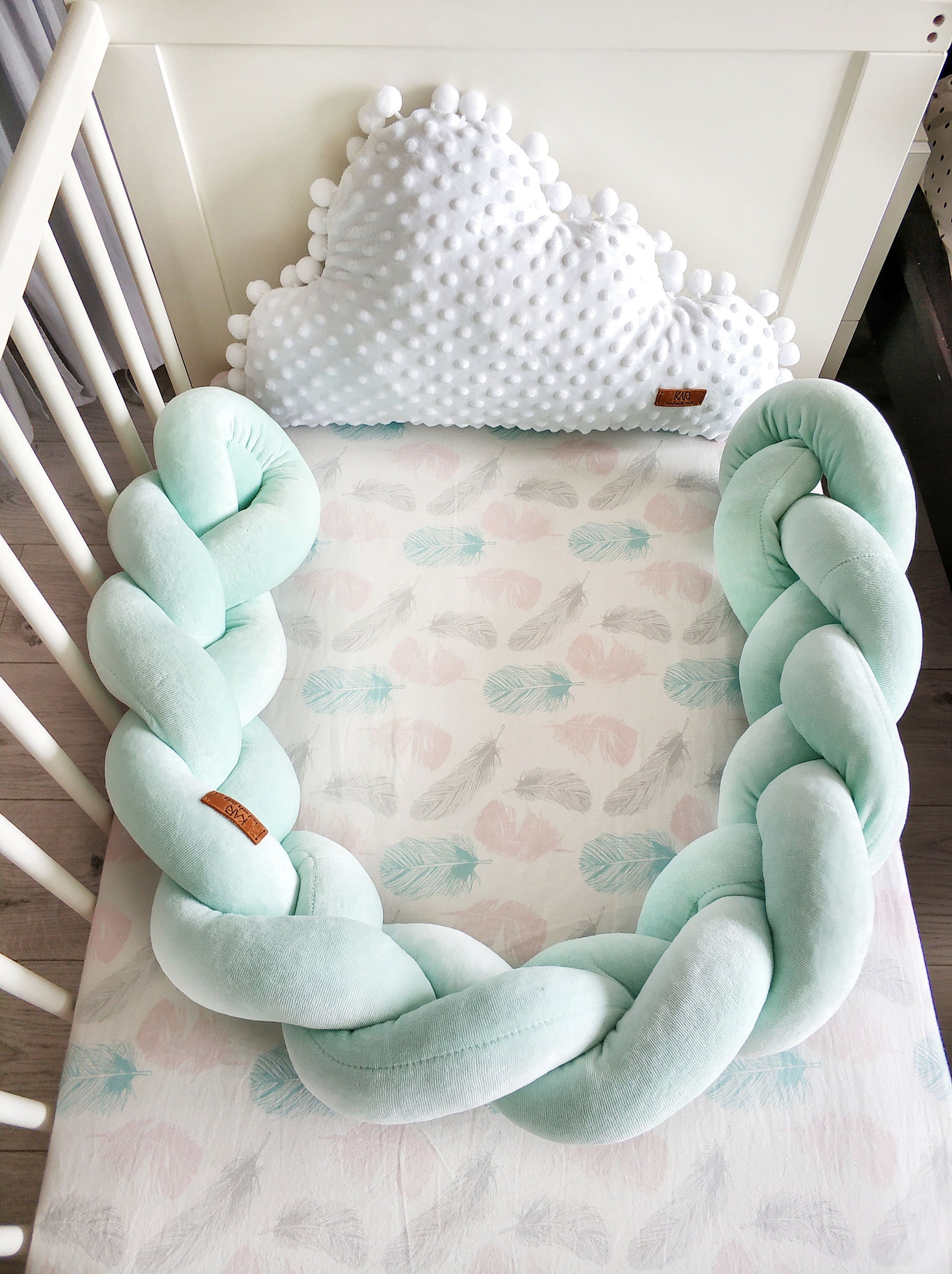 Braided Crib Bumper Baby Crib Bumper linen Bolster Cot Etsy