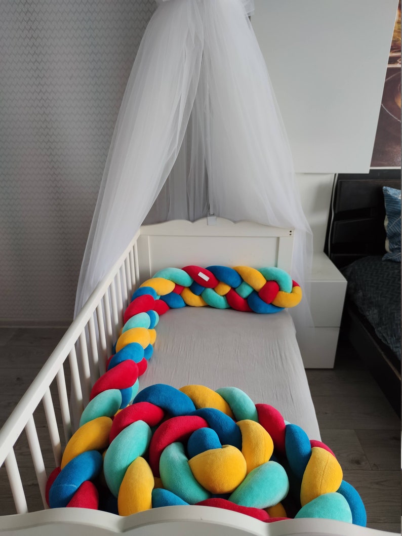 Rainbow Double Braided Crib Bumper Baby Crib Bumper linen Etsy
