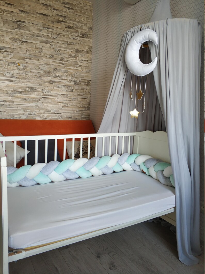 Braided Crib Bumper Baby Crib Bumper linen Bolster Cot Etsy