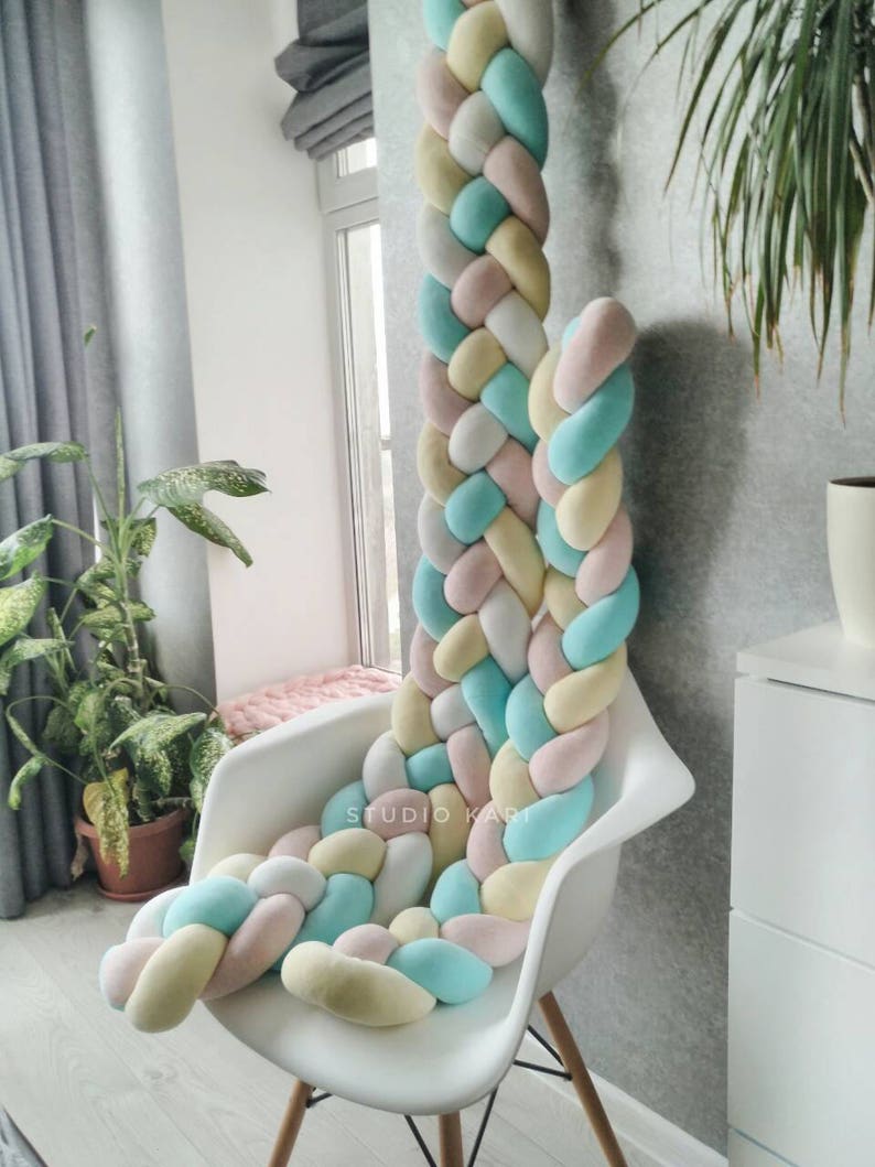 Thick Braided Crib Bumper Baby Crib Bumper Linen Bolster Etsy