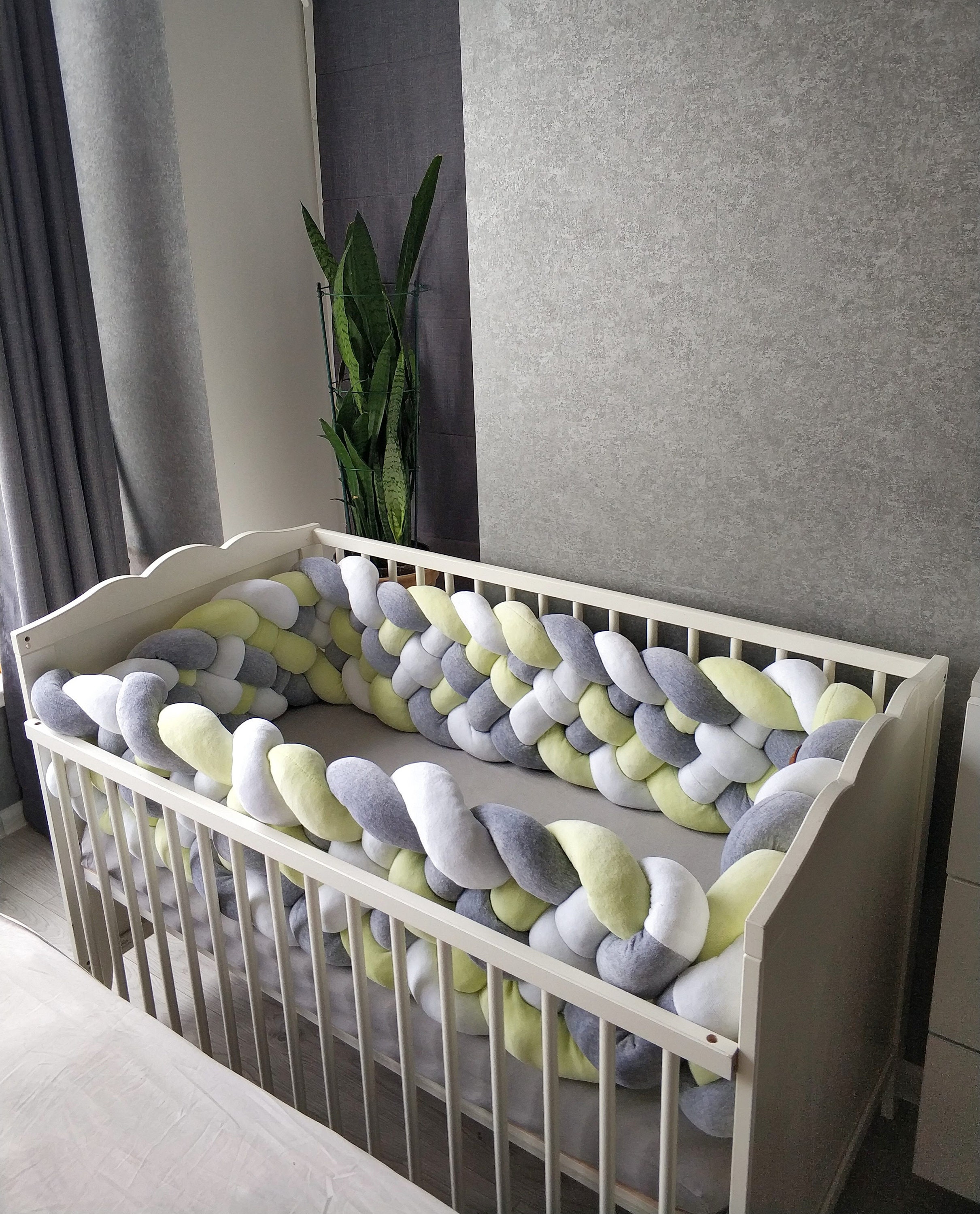 Green Triple Braided Crib Bumper for boy girl Crib bedding Etsy