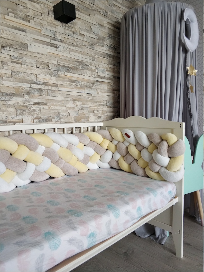 Triple Braided Crib Bumper Blue Knot Pillow Bolster Pillow Etsy