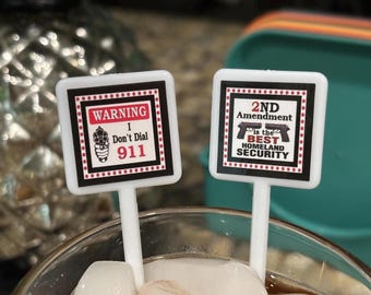 2nd Amendment Cocktail Stirrers Homeland Security Swizzle Sticks Drink Stirrers Conversation Stirrer Gun Owners Cocktail Stirrers Funny Gift