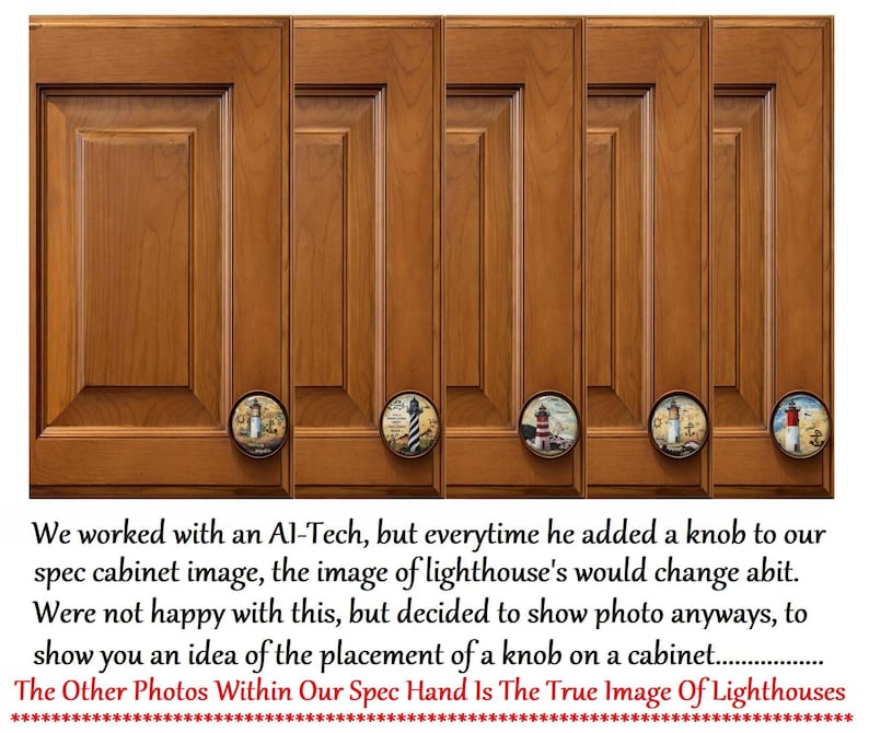 Lighthouse Knobs SET Of (5) Custom Knob Pulls Kitchen Cabinet Dresser Knob Dresser Pull Kitchen Knob Bathroom Pantry Closet Lighthouse Decor image 1