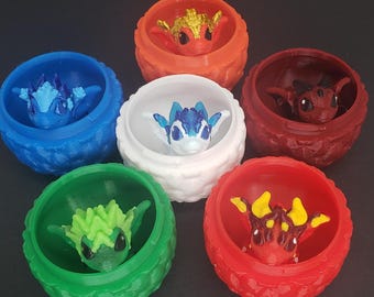 Adopt a Hatchling – Elemental Dragon in Egg (3D Printed Baby Dragon)