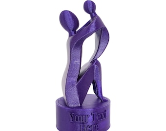 Sculpture personnalisée mère et enfant | Figurine mère et enfant imprimée en 3D | Message personnalisé du trophée