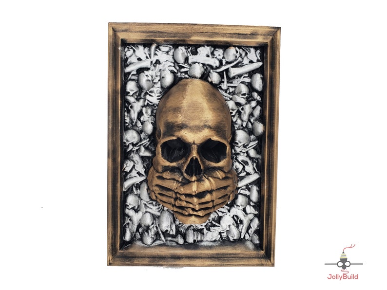 Three Wise Men Skull Wall Art 3d Printed SET OF 3 Framed skull See No Evil, Hear No Evil, Speak No Evil B