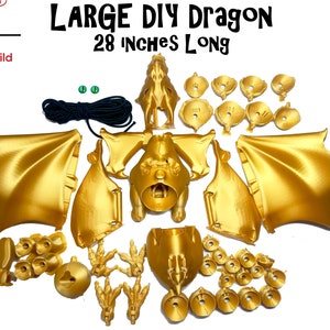 3D Printed DIY LARGE Articulated Dragon BJD Ball Jointed realistic glass eyes Braq