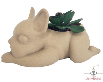 French Bulldog Planter 3D Printed Sleepy Pet Puppy Plant Holder