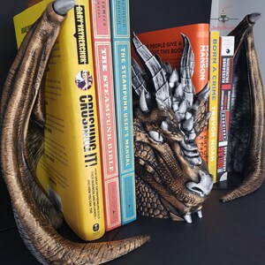 Dragon Bookend with Dual Wings 3D Printed | Fantasy Decor for Bookshelves & Desks image 3
